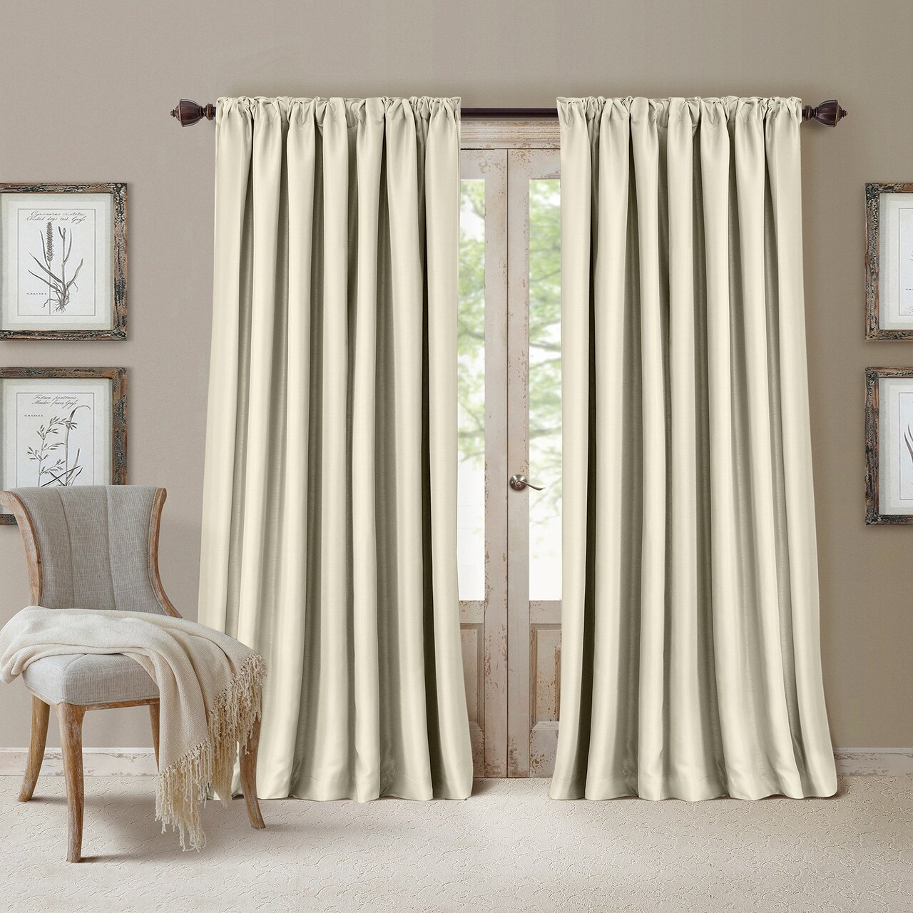Threadmade Home All Seasons Blackout Window Curtain, Ivory - 52"W x 95"L